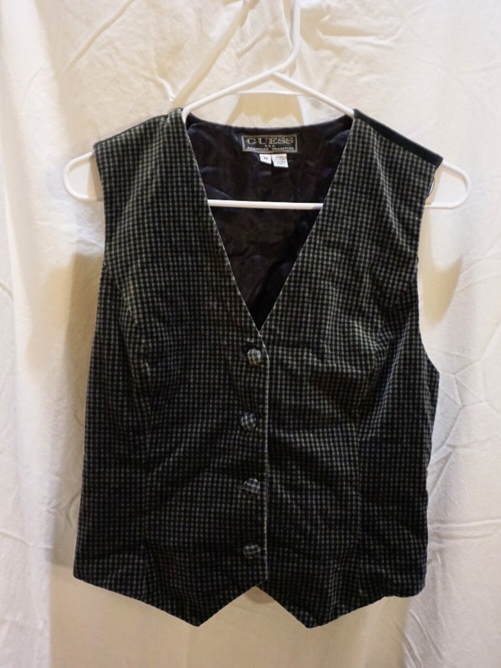 Vintage Guess Checkered Velvet Vest from 90s